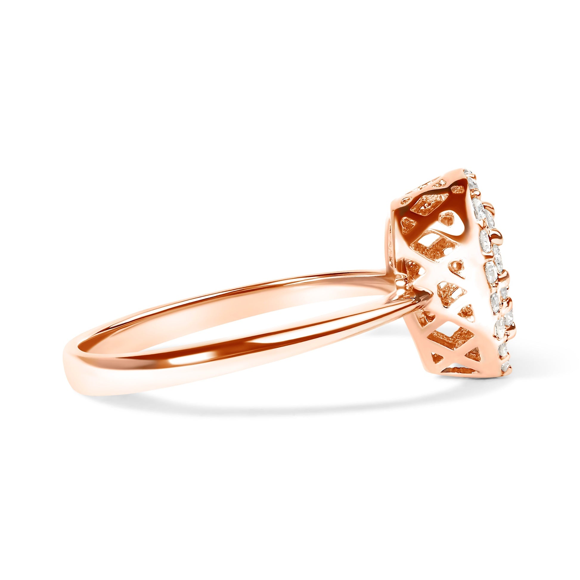 10K Rose Gold 3/8 Cttw Round-Cut Diamond Pear Promise Ring (I-J Color, I2-I3 Clarity) - Size 7 Bids.com