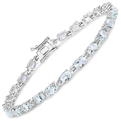 8.80 Carat Genuine Aquamarine .925 Sterling Silver Bracelet Bids.com