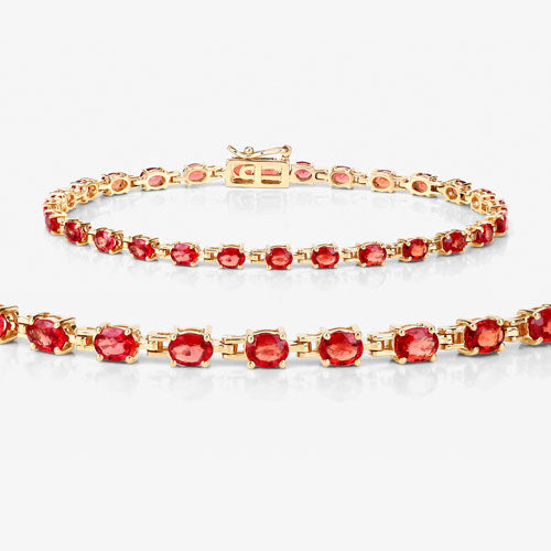 7.00 Carat Genuine Orange Sapphire 14K Yellow Gold Bracelet Bids.com