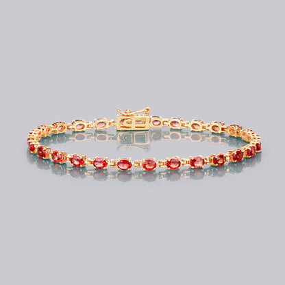 7.00 Carat Genuine Orange Sapphire 14K Yellow Gold Bracelet Bids.com