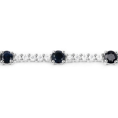 6.21 Carat Genuine Blue Sapphire and White Zircon .925 Sterling Silver Bracelet Bids.com