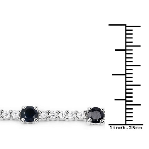 6.21 Carat Genuine Blue Sapphire and White Zircon .925 Sterling Silver Bracelet Bids.com