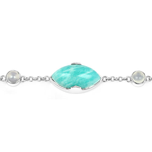 29.70 Carat Genuine Amazonite and White Agate .925 Sterling Silver Bracelet Bids.com