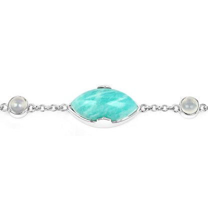 29.70 Carat Genuine Amazonite and White Agate .925 Sterling Silver Bracelet Bids.com