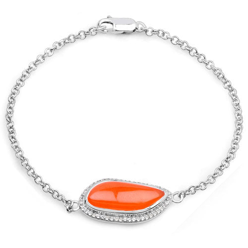 5.50 Carat Genuine Carnelian And White Topaz .925 Sterling Silver Bracelet Bids.com