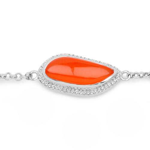 5.50 Carat Genuine Carnelian And White Topaz .925 Sterling Silver Bracelet Bids.com