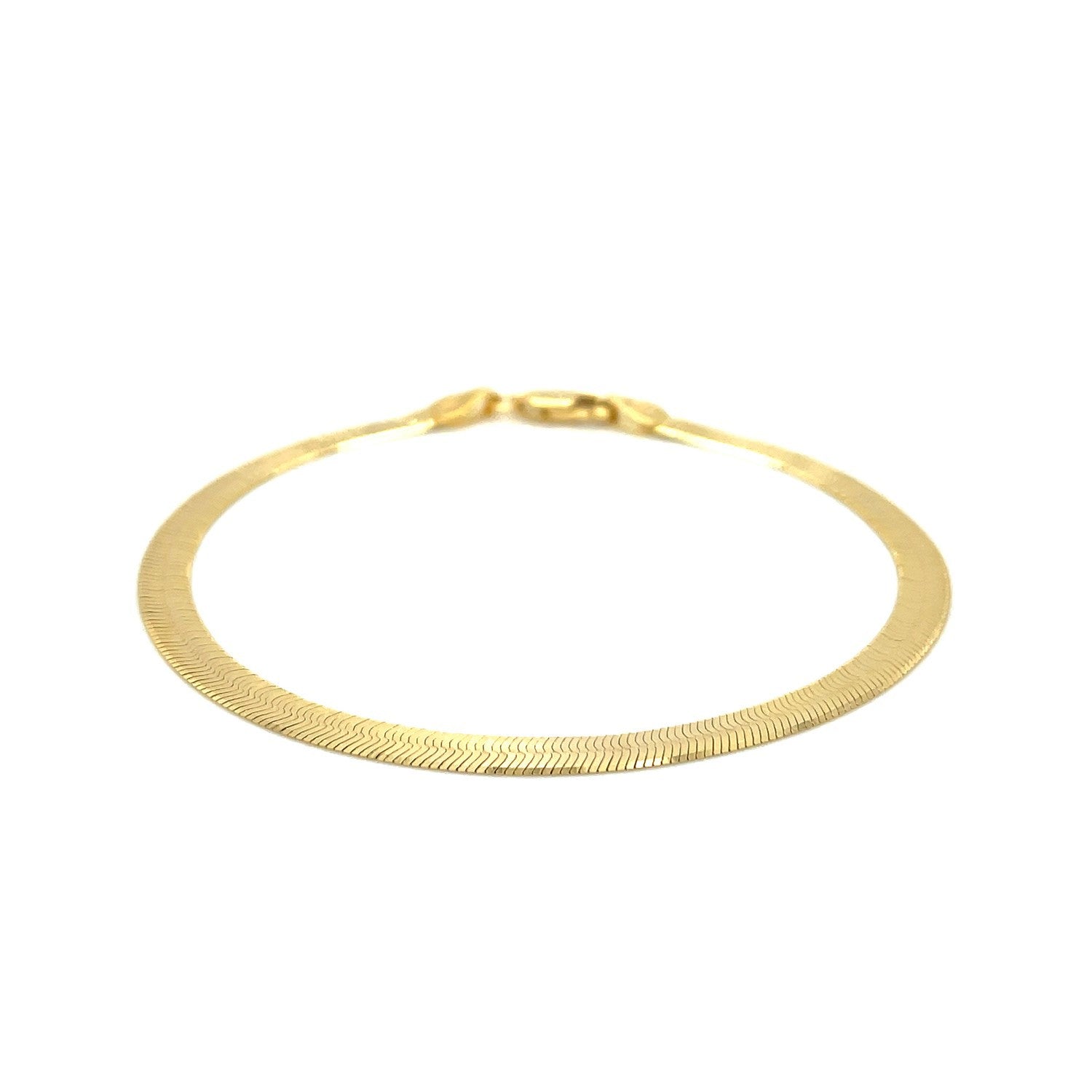 4.0mm 14k Yellow Gold Super Flex Herringbone Bracelet Bids.com