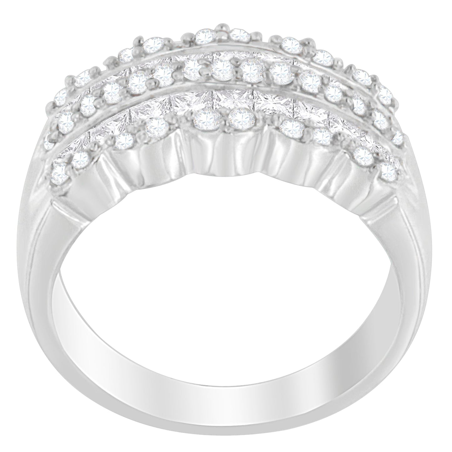 14K White Gold 1 1/7ct. TDW Round and Princess-Cut Diamond Ring(H-I, SI2-I1) Bids.com