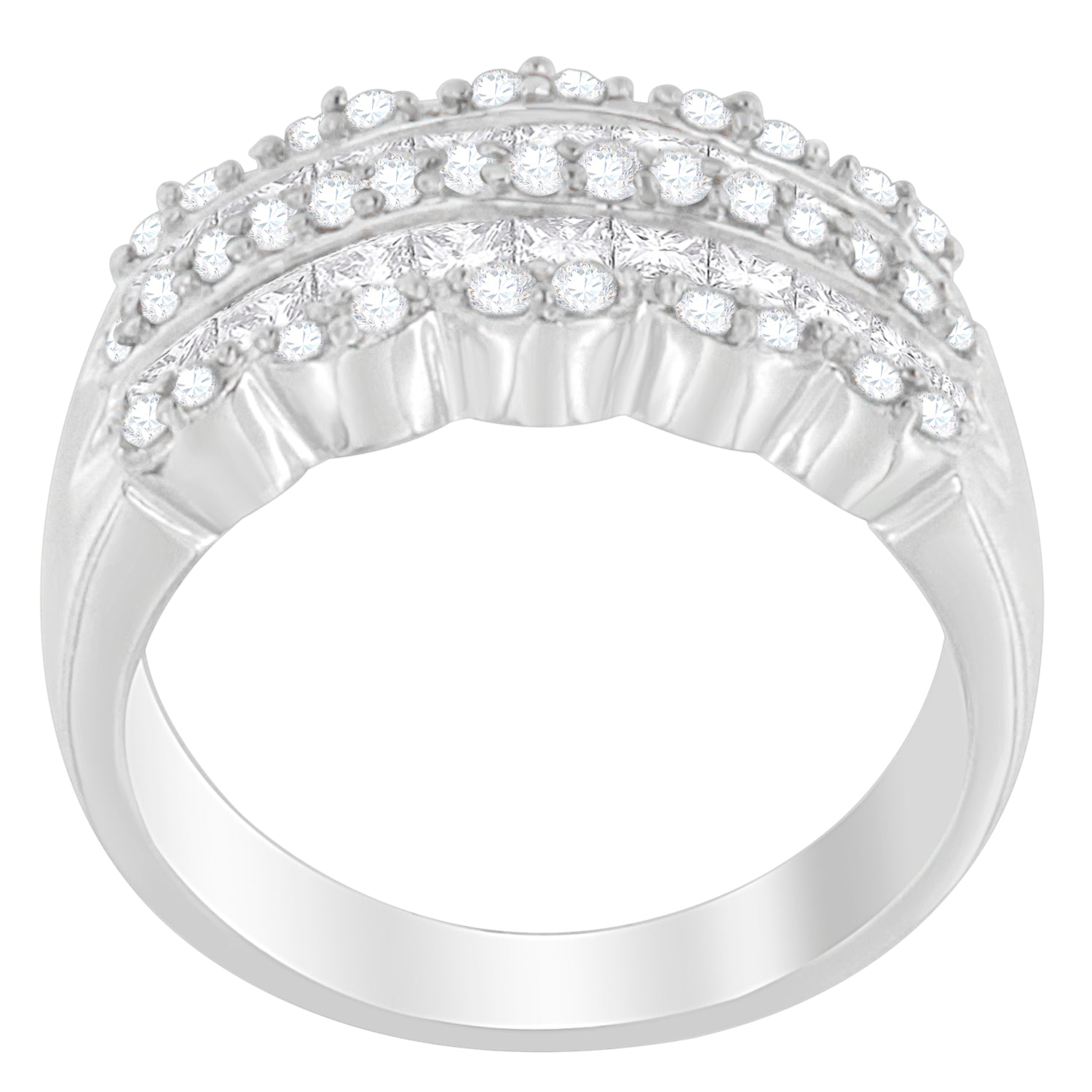 14K White Gold 1 1/7ct. TDW Round and Princess-Cut Diamond Ring(H-I, SI2-I1) Bids.com