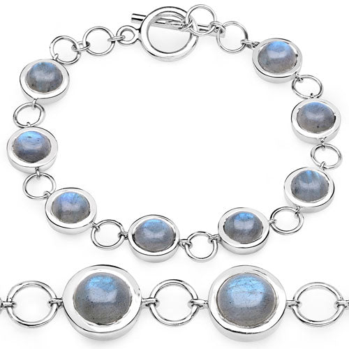 15.48 Carat Genuine Labradorite .925 Sterling Silver Bracelet Bids.com