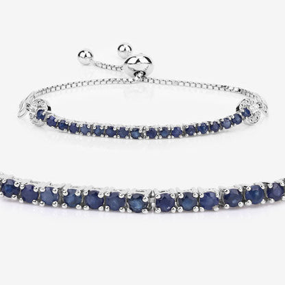 2.41 Carat Genuine Blue Sapphire and White Zircon .925 Sterling Silver Bracelet Bids.com