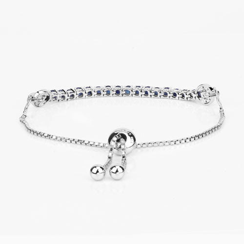 2.41 Carat Genuine Blue Sapphire and White Zircon .925 Sterling Silver Bracelet Bids.com