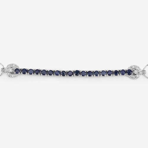 2.41 Carat Genuine Blue Sapphire and White Zircon .925 Sterling Silver Bracelet Bids.com