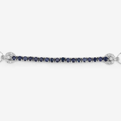 2.41 Carat Genuine Blue Sapphire and White Zircon .925 Sterling Silver Bracelet Bids.com
