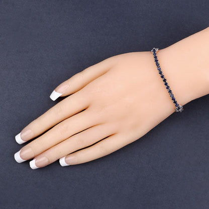 2.41 Carat Genuine Blue Sapphire and White Zircon .925 Sterling Silver Bracelet Bids.com