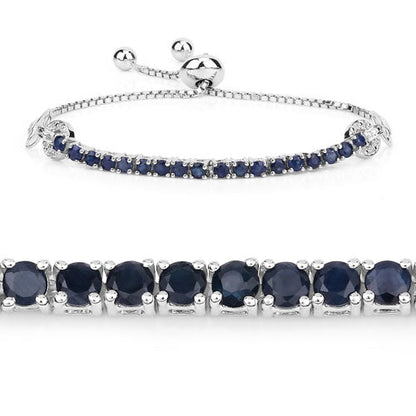 2.41 Carat Genuine Blue Sapphire and White Zircon .925 Sterling Silver Bracelet Bids.com