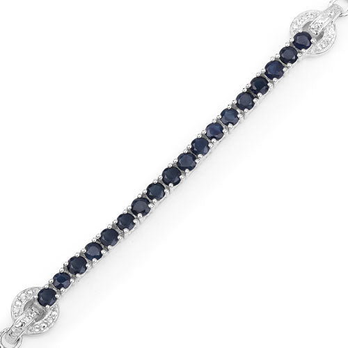 2.41 Carat Genuine Blue Sapphire and White Zircon .925 Sterling Silver Bracelet Bids.com