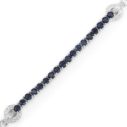 2.41 Carat Genuine Blue Sapphire and White Zircon .925 Sterling Silver Bracelet Bids.com