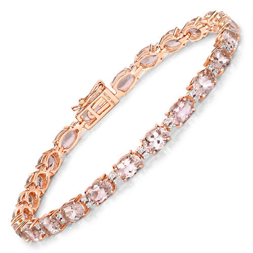 8.95 Carat Genuine Morganite and White Diamond 14K Rose Gold Bracelet Bids.com