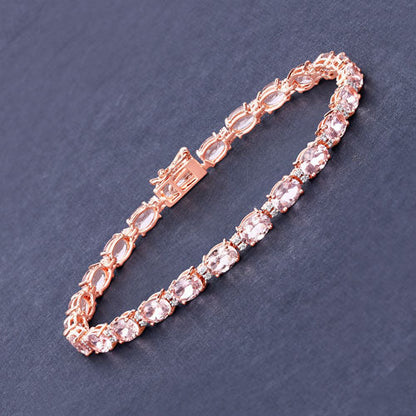 8.95 Carat Genuine Morganite and White Diamond 14K Rose Gold Bracelet Bids.com