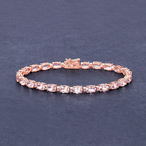 8.95 Carat Genuine Morganite and White Diamond 14K Rose Gold Bracelet Bids.com