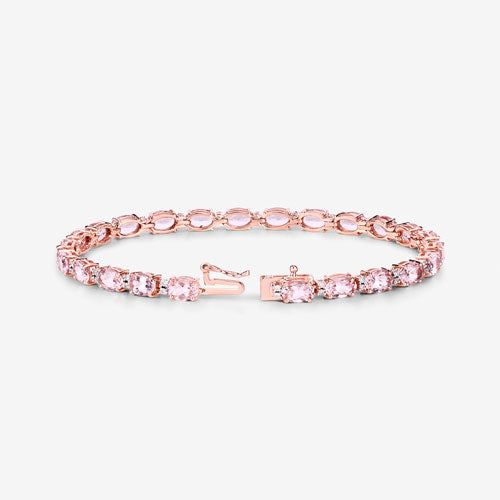 8.95 Carat Genuine Morganite and White Diamond 14K Rose Gold Bracelet Bids.com