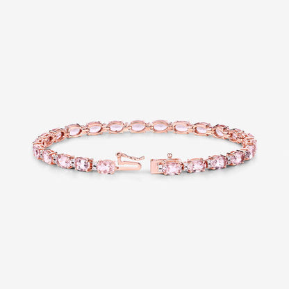 8.95 Carat Genuine Morganite and White Diamond 14K Rose Gold Bracelet Bids.com
