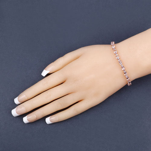 8.95 Carat Genuine Morganite and White Diamond 14K Rose Gold Bracelet Bids.com