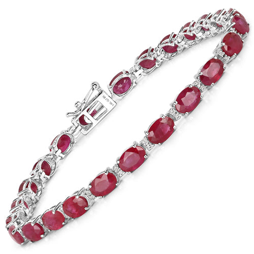 12.78 Carat Genuine Ruby and White Diamond 14K White Gold Bracelet Bids.com