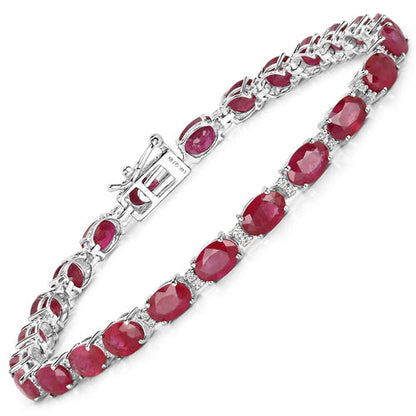 12.78 Carat Genuine Ruby and White Diamond 14K White Gold Bracelet Bids.com