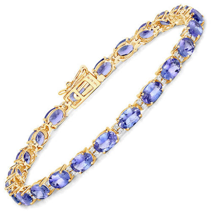 10.87 Carat Genuine Tanzanite and White Diamond 14K Yellow Gold Bracelet Bids.com