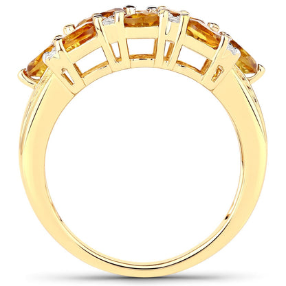 14K Yellow Gold Plated 2.48 Carat Genuine Citrine & White Topaz .925 Sterling Silver Ring Bids.com