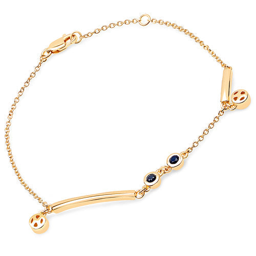 18K Yellow Gold Plated 0.24 Carat Genuine Blue Sapphire .925 Sterling Silver Bracelet Bids.com
