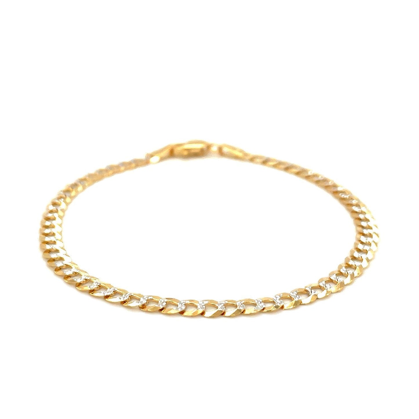 3.6mm 14k Two Tone Gold Pave Curb Bracelet Bids.com