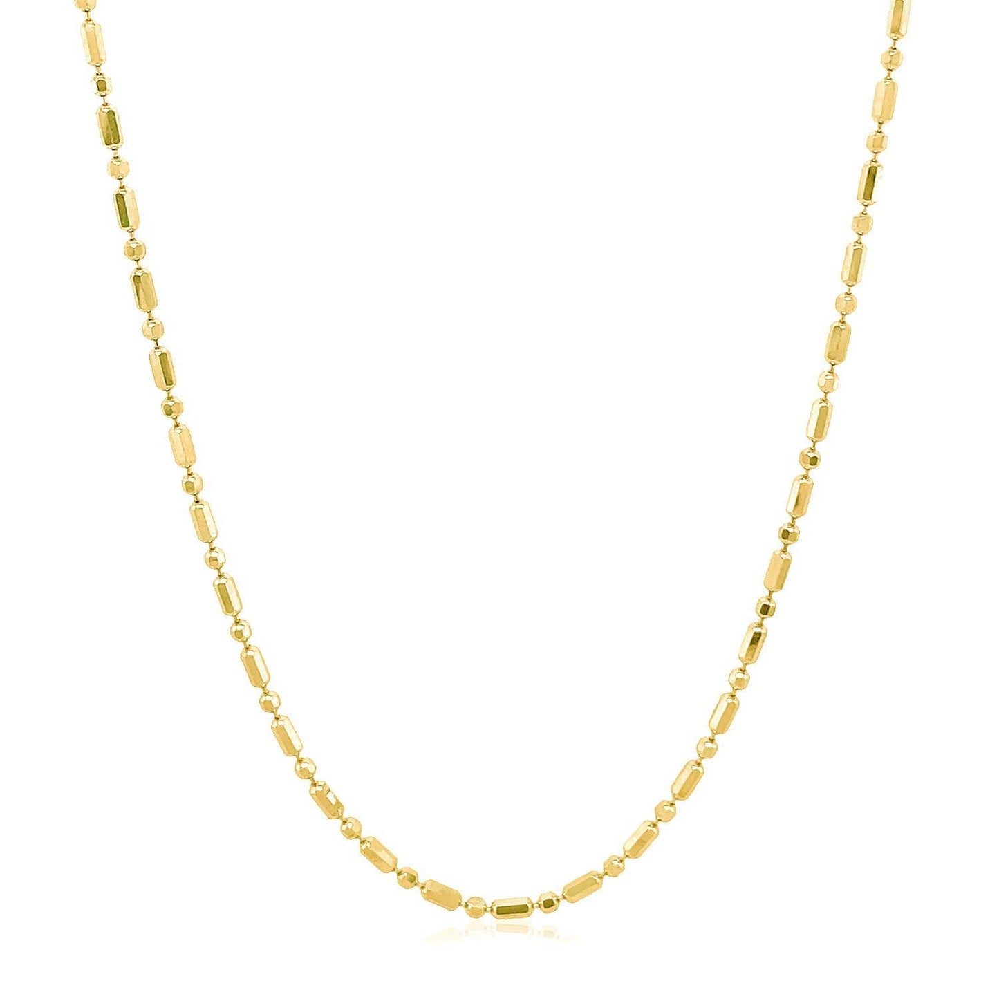 14k Yellow Gold Diamond-Cut Alternating Bead Chain 1.5mm Bids.com