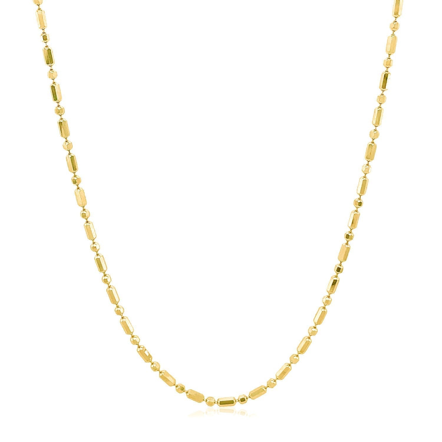 14k Yellow Gold Diamond-Cut Alternating Bead Chain 1.5mm Bids.com