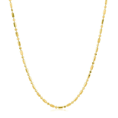 14k Yellow Gold Diamond-Cut Alternating Bead Chain 1.5mm Bids.com