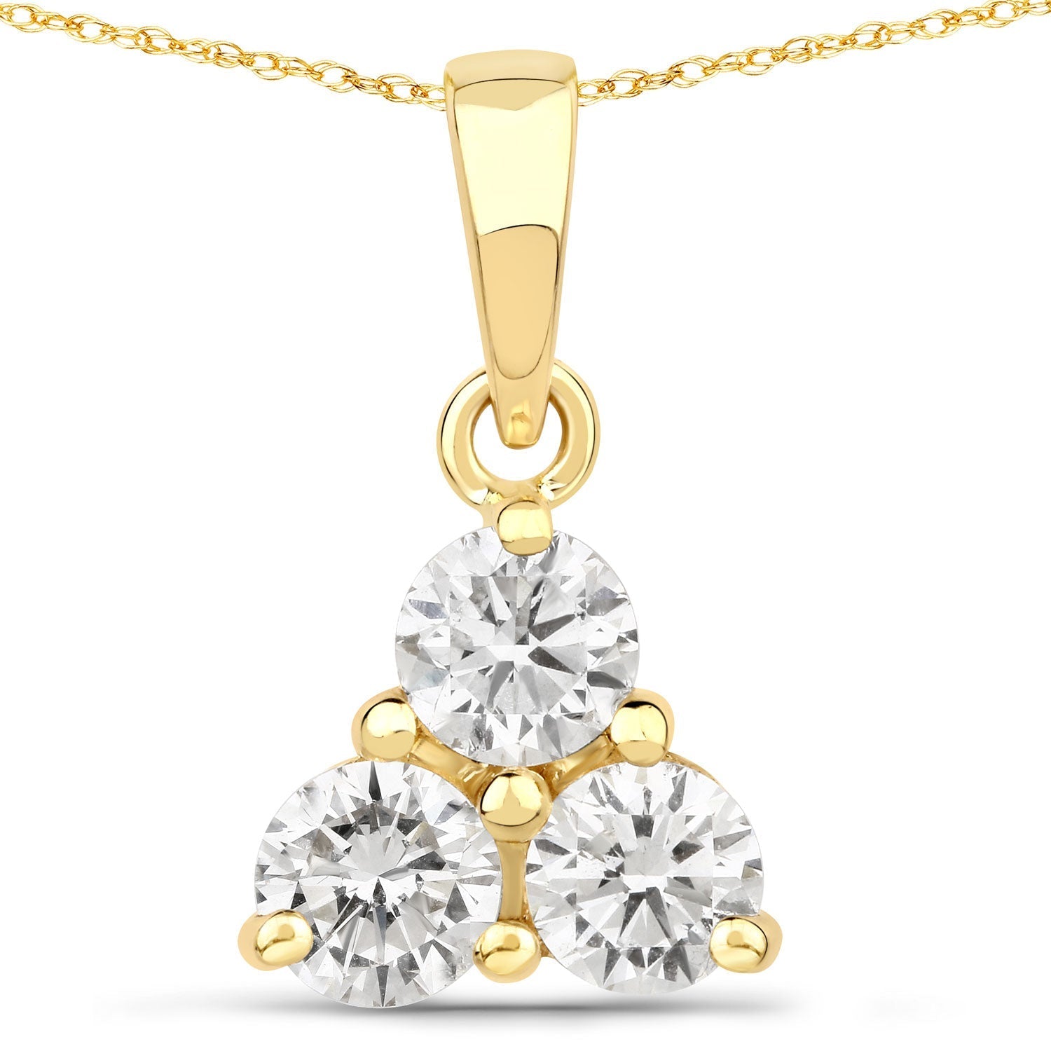 0.75 Carat Genuine Lab Grown Diamond 14K Yellow Gold Pendant Bids.com
