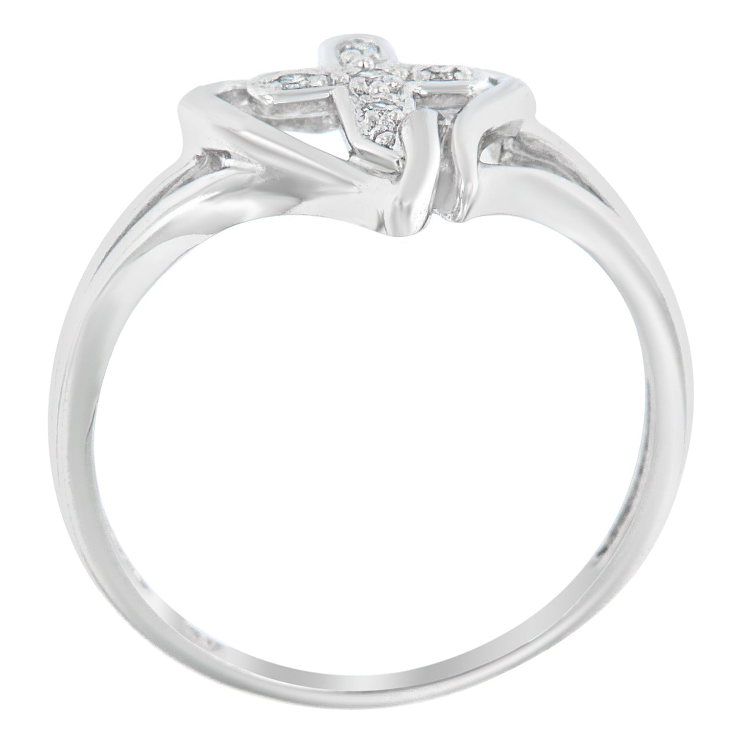 10K White Gold Diamond-Accented Cross & Open Heart Promise Fashion Ring (H-I Color, I1-I2 Clarity) - Size 7 Bids.com