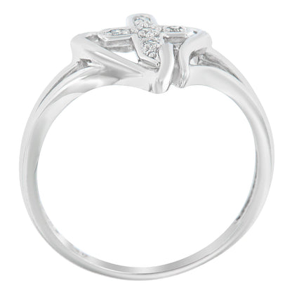 10K White Gold Diamond-Accented Cross & Open Heart Promise Fashion Ring (H-I Color, I1-I2 Clarity) - Size 7 Bids.com