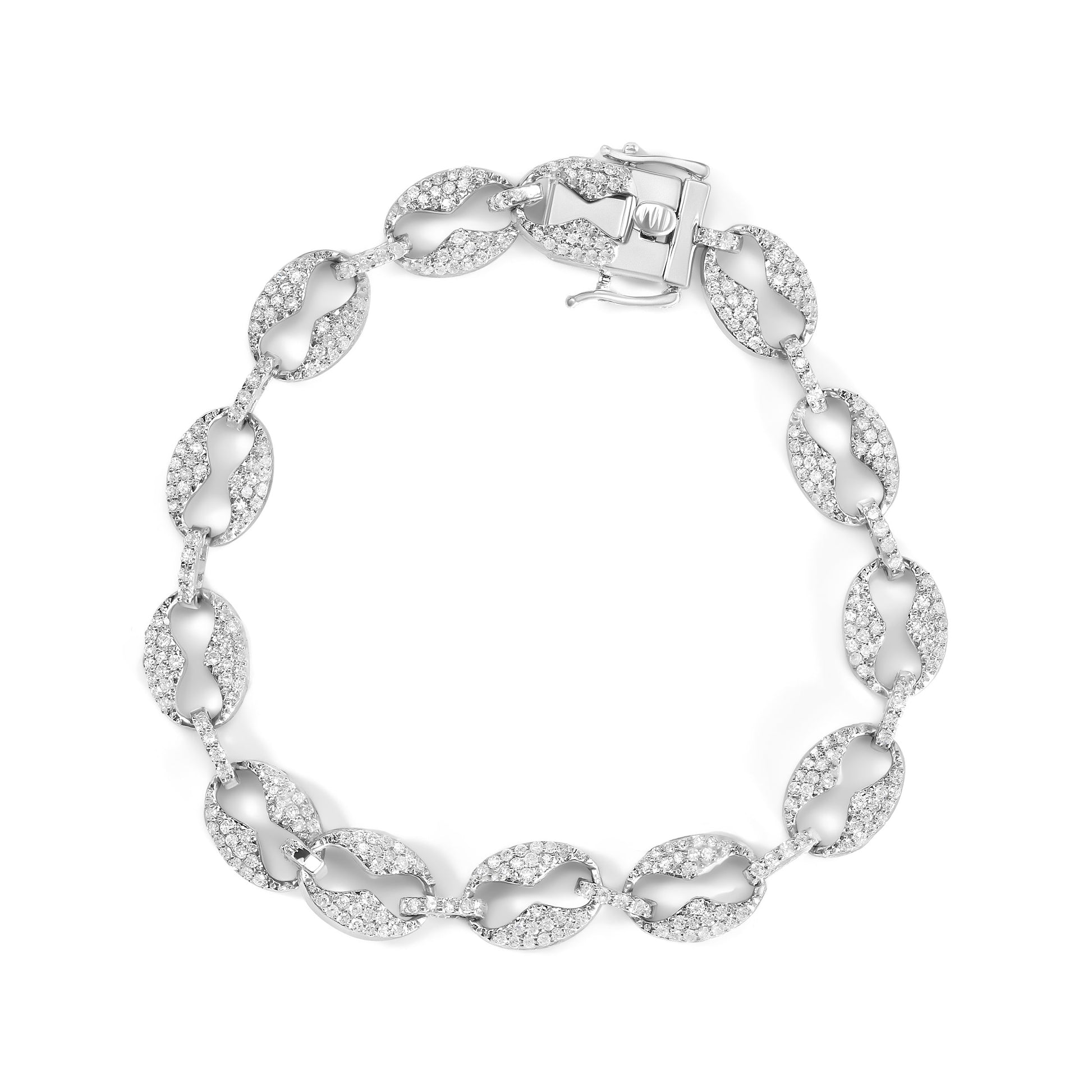 14K White Gold 1 1/2 Cttw Round Diamond Set Link Bracelet (I-J Color, I1-I2 Clarity) - 7" Bids.com