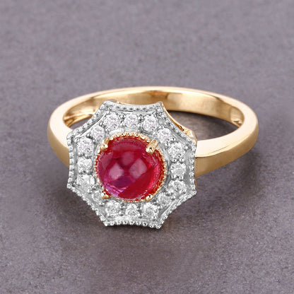 2.01 Carat Genuine Ruby and White Diamond 14K Yellow Gold Ring Bids.com