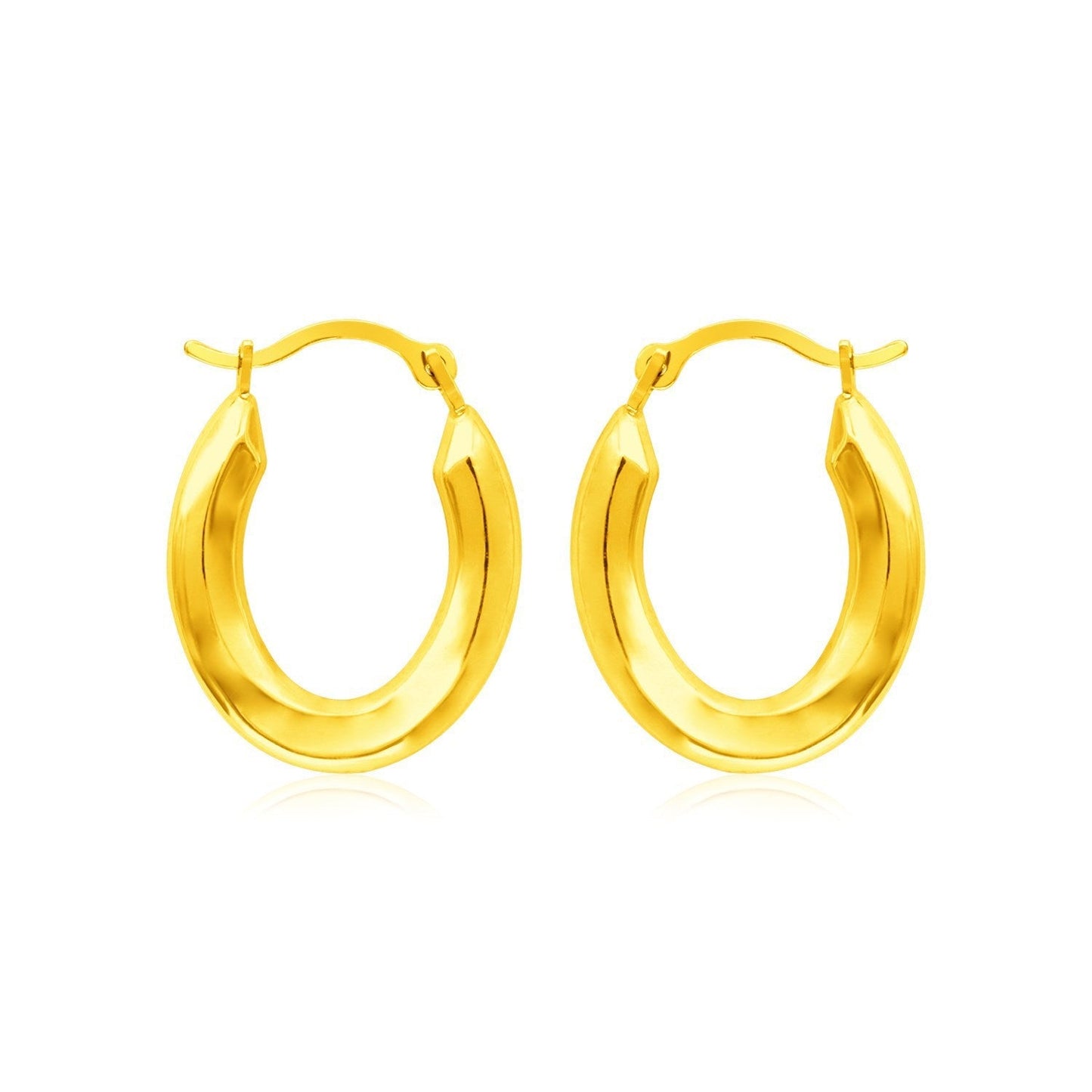 14k Yellow Gold Polished Oval Hoop Earrings Bids.com