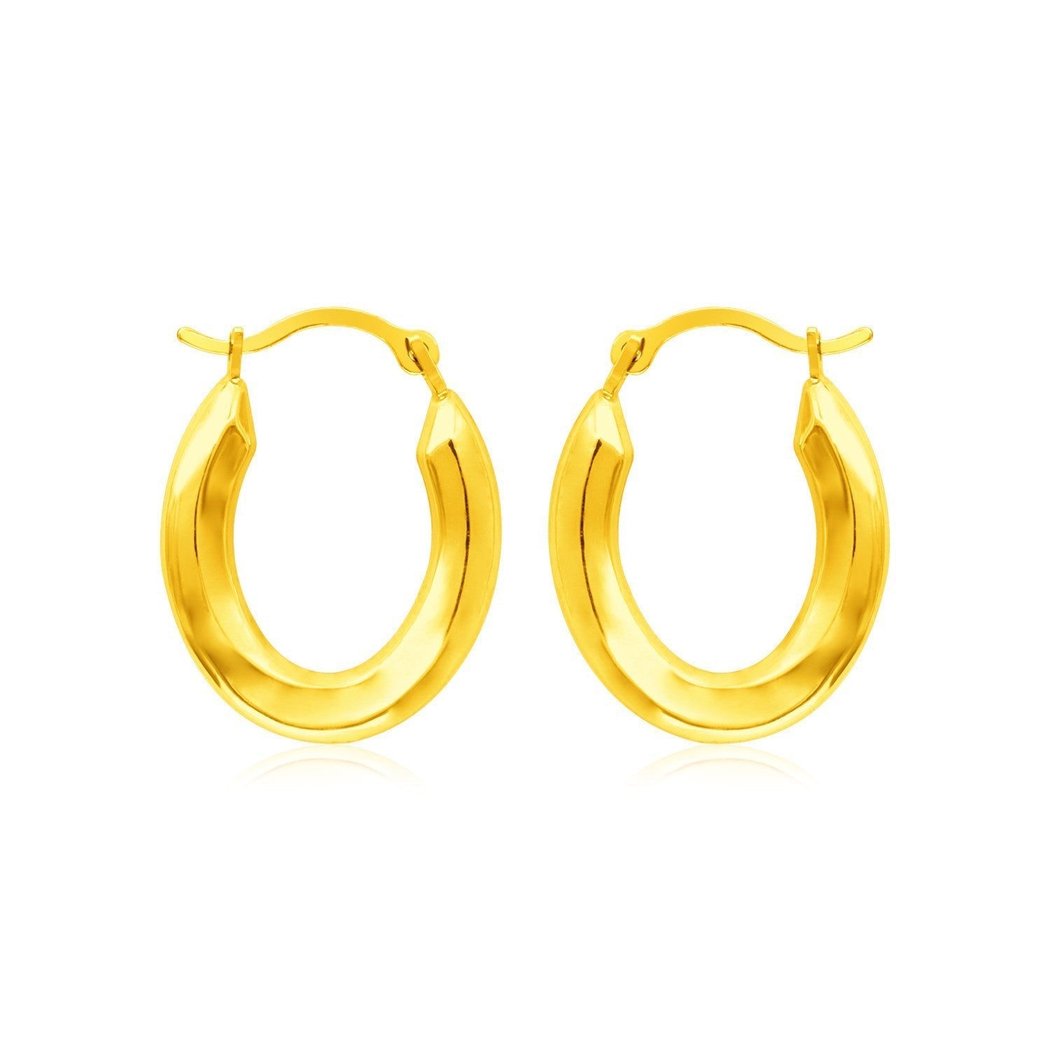 14k Yellow Gold Polished Oval Hoop Earrings Bids.com