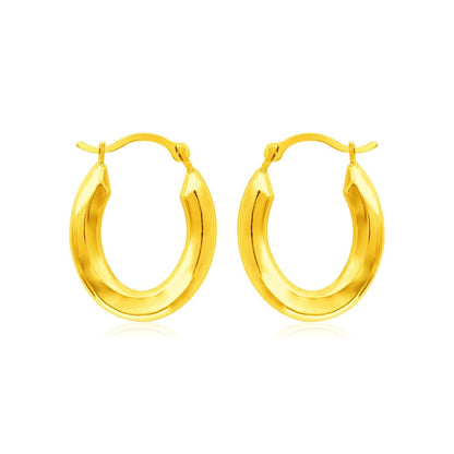 14k Yellow Gold Polished Oval Hoop Earrings Bids.com