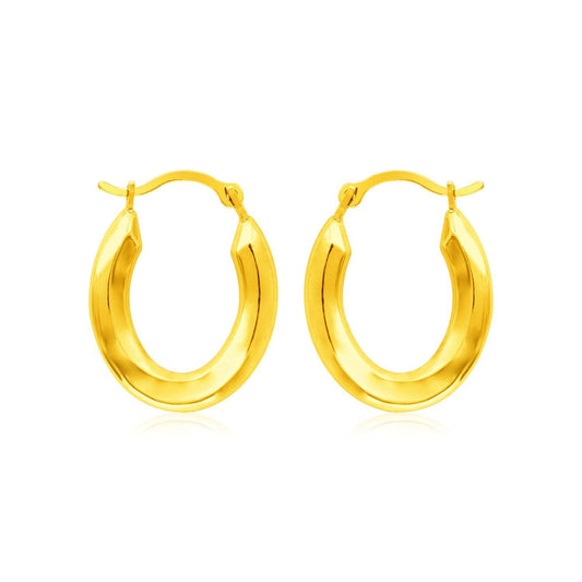 14k Yellow Gold Polished Oval Hoop Earrings Bids.com
