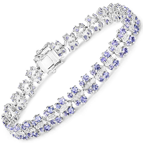 7.02 Carat Genuine Tanzanite and White Sapphire .925 Sterling Silver Bracelet Bids.com