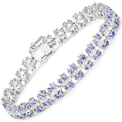 7.02 Carat Genuine Tanzanite and White Sapphire .925 Sterling Silver Bracelet Bids.com