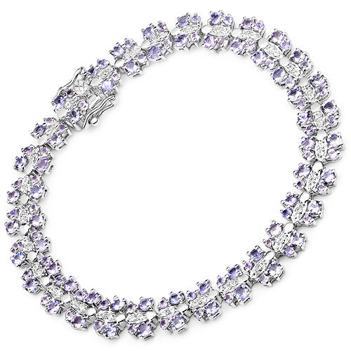 7.02 Carat Genuine Tanzanite and White Sapphire .925 Sterling Silver Bracelet Bids.com