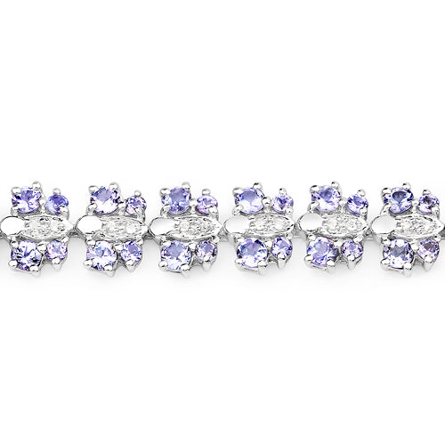 7.02 Carat Genuine Tanzanite and White Sapphire .925 Sterling Silver Bracelet Bids.com